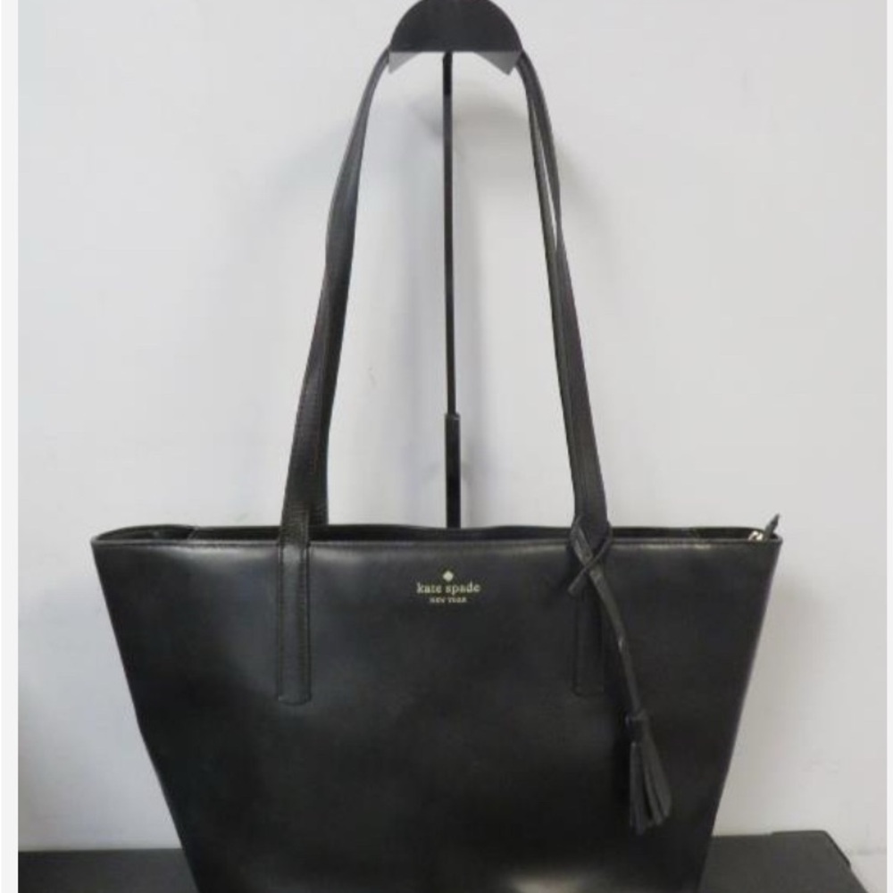 Kate Spade Black Leather Structured Tote